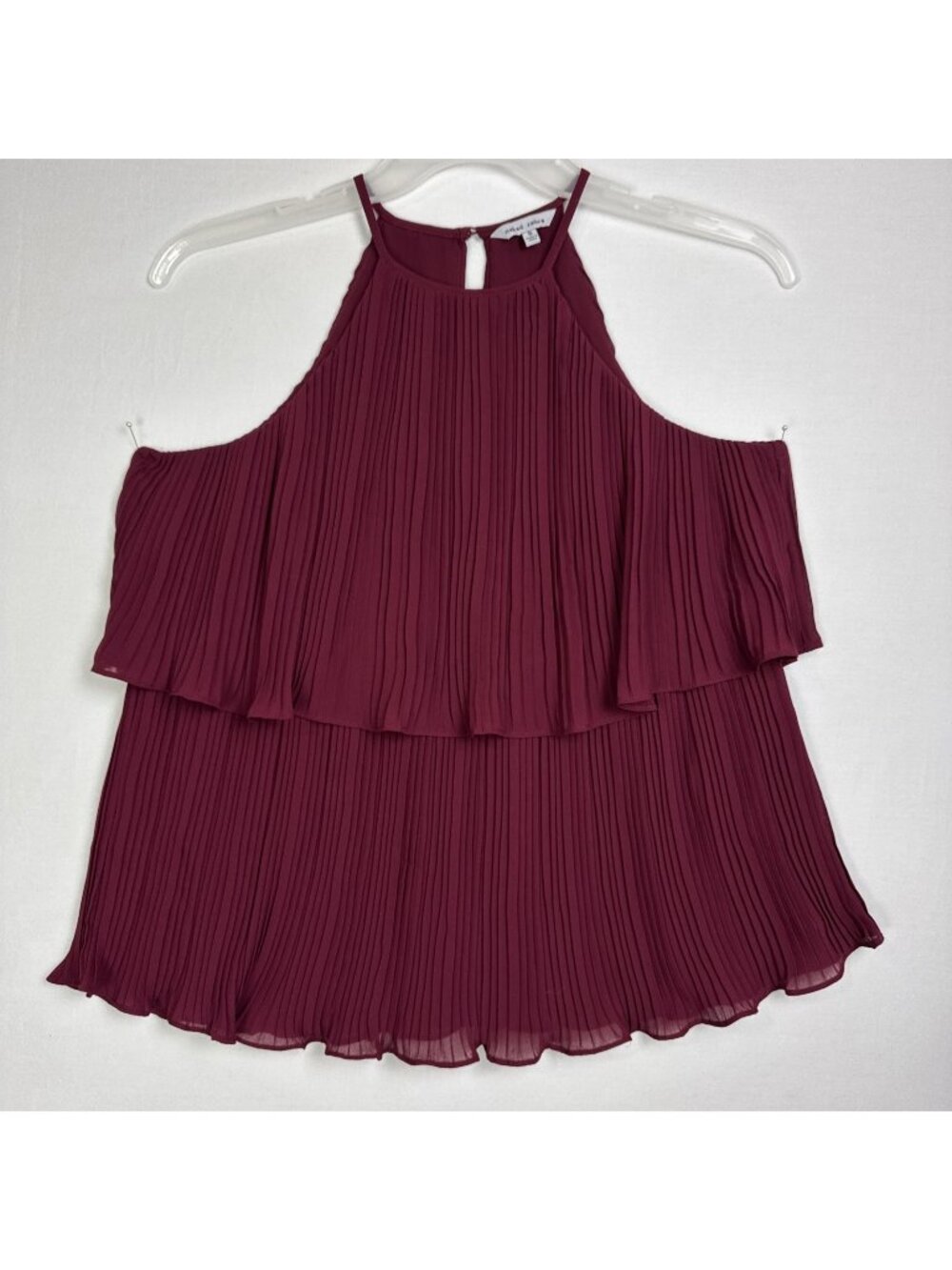 Naked Zebra Maroon Pleated Layered Tank Top size Small y2k 90s vibe